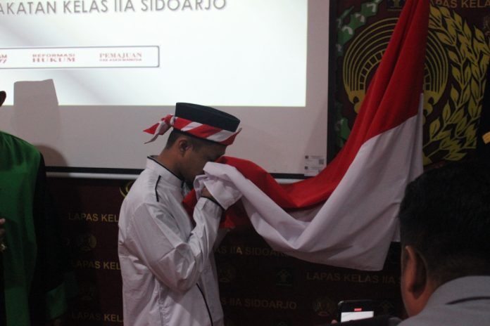 Narapidana Teroris Suherman Bin Abdul Rahman saat mengucapkan ikrar setia pada NKRI/Foto: Istimewa