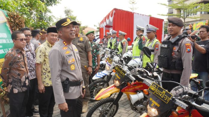 Apel gelar pasukan Operasi Lilin Semeru 2023 untuk pengamanan Natal dan Tahun Baru 2024 di Mapolresta Sidoarjo/Foto: Istimewa