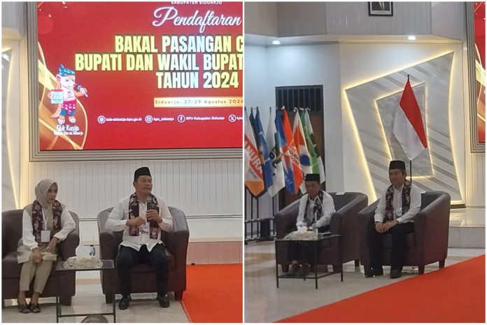 Kolase foto cabup dan cawabup Sidoarjo: Subandi - Mimik Idayana (kiri) dan Ahmad Amir Aslichin - Edi Widodo (kanan) / Foto: sidoarjonews.id