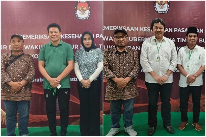 Bapaslon Pilkada Sidoarjo 2024, Subandi-Mimik Idayana dan Iin-Edy Widodo usai mengikuti tes kesehatan di RSUD Dr Soetomo, Surabaya /Foto: Dok. KPU for sidoarjonews.id