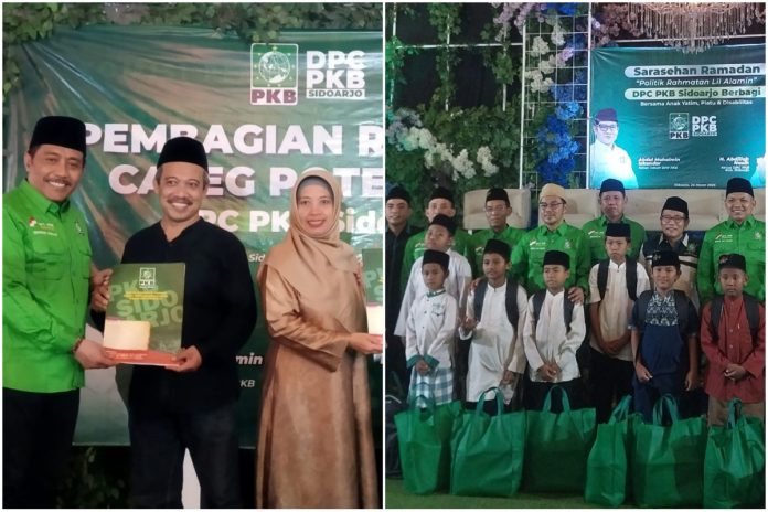 Kolase foto Fraksi PKB DPRD Sidoarjo saat memberikan reward caleg potensial dan santuni anak yatim /Foto: Ipung Syaiful