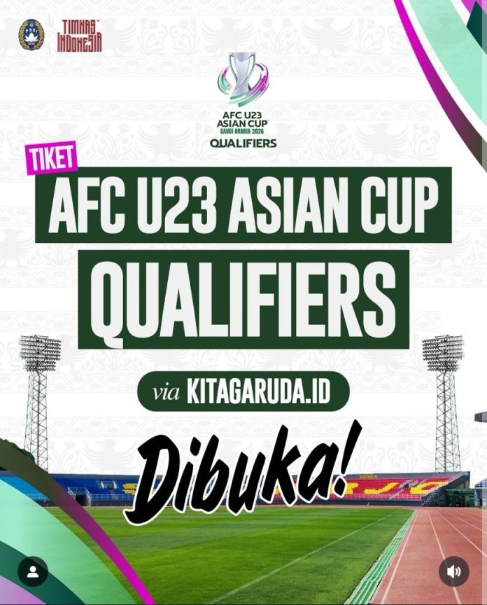 Penjualan tiket pertandingan Kualifikasi Piala Asia U-23 (AFC U-23 Asian Cup Qualifiers) resmi dibuka dan akan berlangsung di Stadion Gelora Delta, Sidoarjo / Foto: Instagram @kitagaruda dan @timnasindonesia.